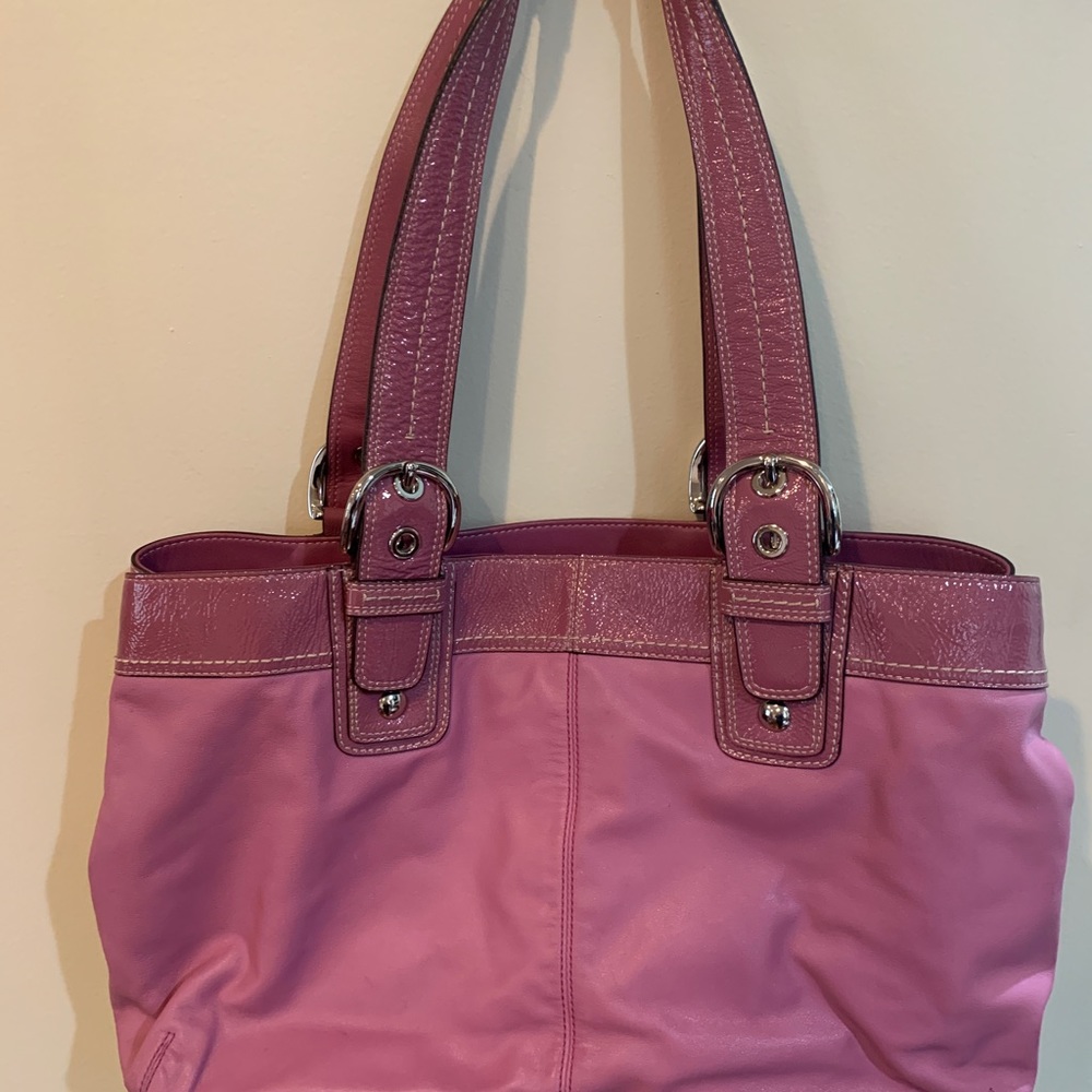 Mauve Pink Leather Coach Bag in EUC